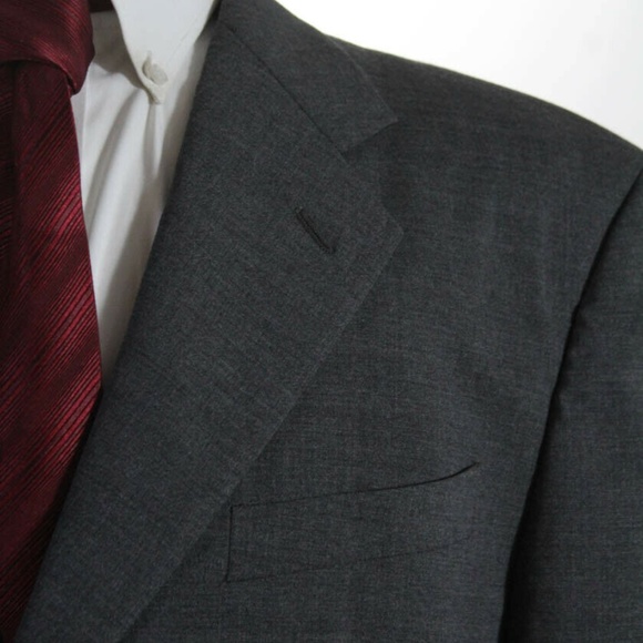 MANI THREE BUTTON NOTCHED LAPEL BLAZER GRAY WOOL - Picture 3 of 7